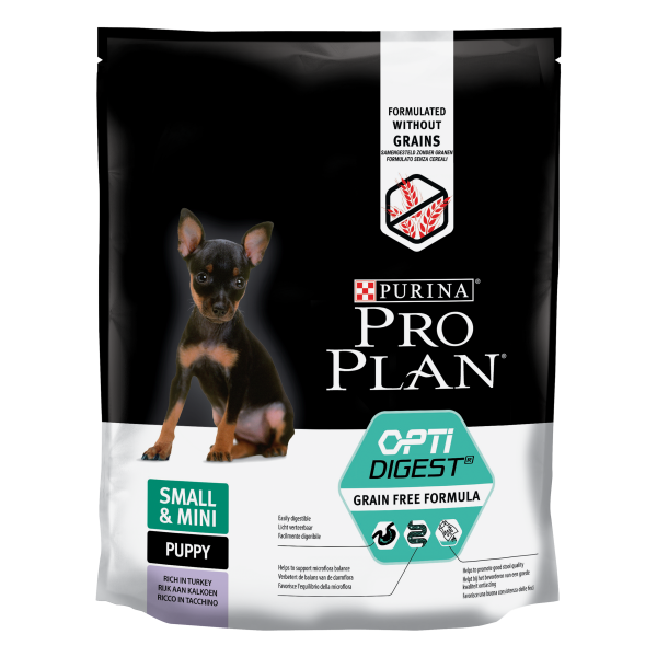 Pro Plan "Grain Free Formula" для щенков мелких и карликовых пород с чувствительным пищеварением (индейка)