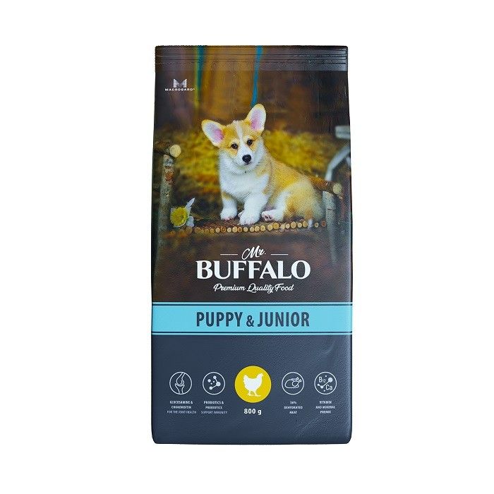 Mr Buffalo сух д/щен PUPPY&JUNIOR 800гр курица 																										