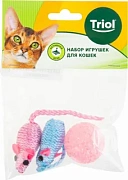 Набор игрушек Триол для кошек (мяч, 2 мыши), d40мм; 50мм  картинка