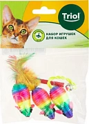 Набор игрушек Триол для кошек (3 радужные мыши), 50мм картинка